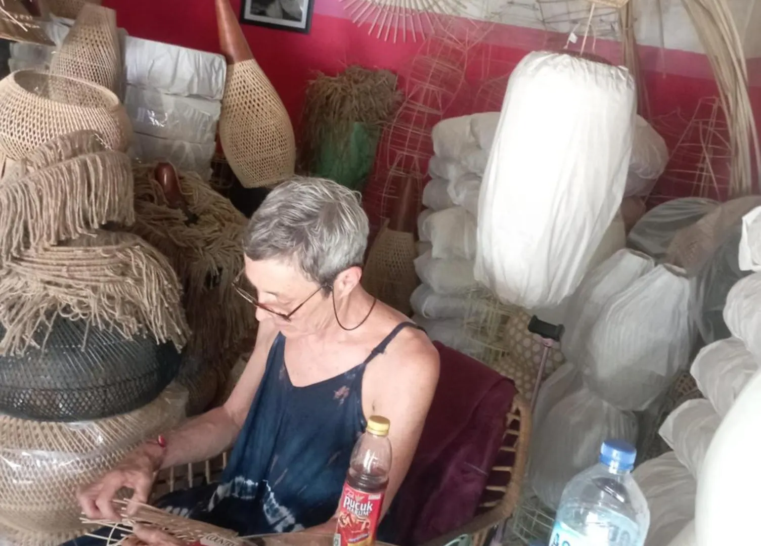 Luxury tent Weaving Class Rattan Lamps Ubud  Indonesia